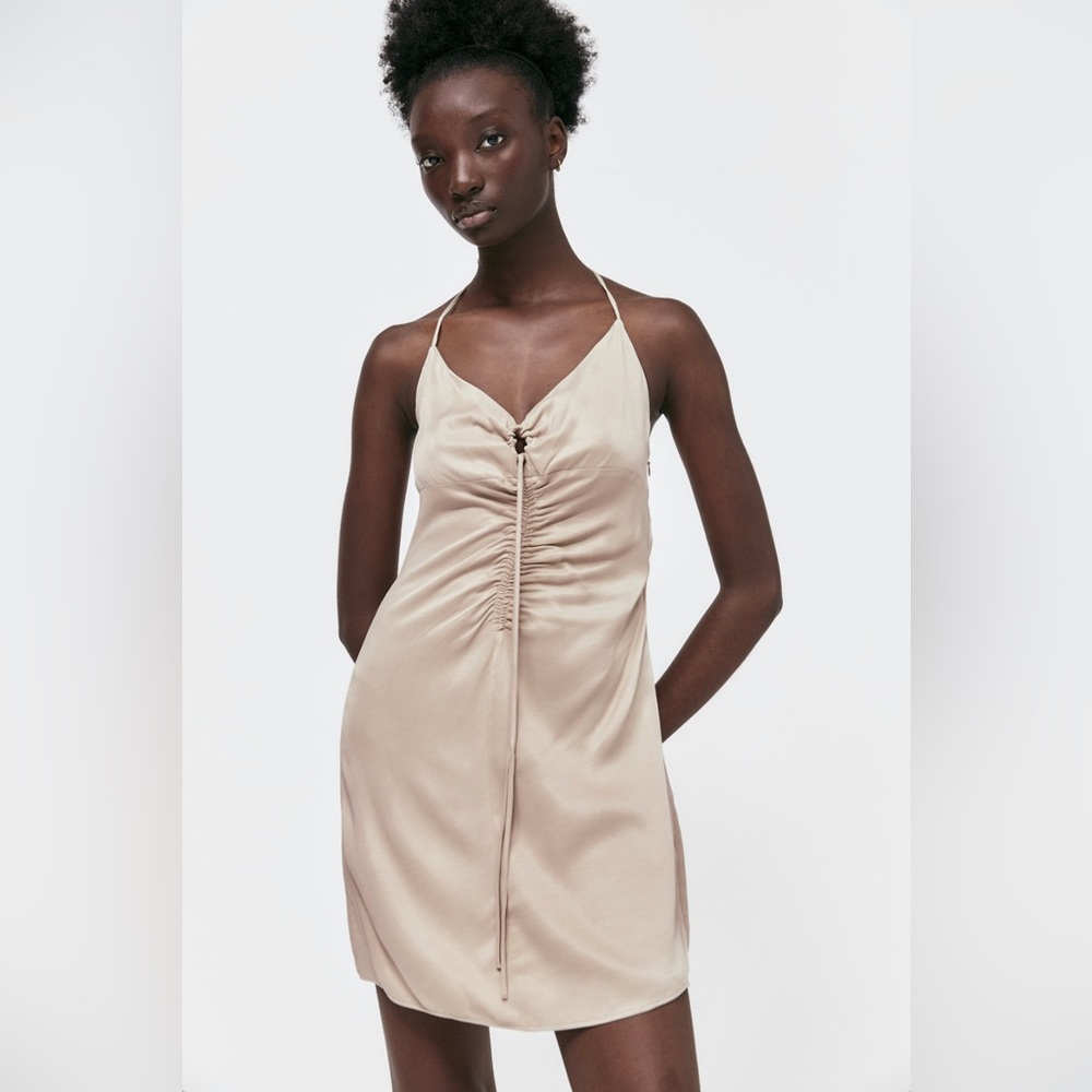 ZARA ruched mini dress